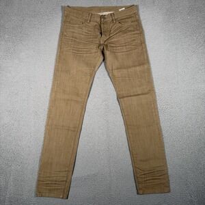 MNML Jeans Mens 33x34 Brown Slim Fit 5 Pocket Casual Preppy Denim Button Fly